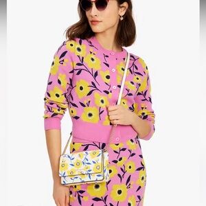 Kate Spade Morgan Sunshine Floral Print Flap Chain Wallet Crossbody Cream Multi
